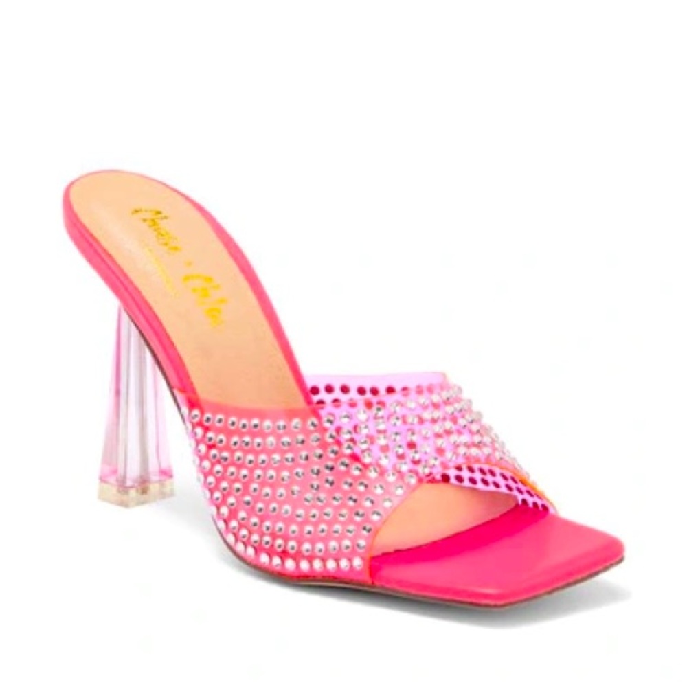 ❤️❤️ CHASE & CHLOE
Rhinestone Clear Sandal In Fuchsia❤️❤️size 8
